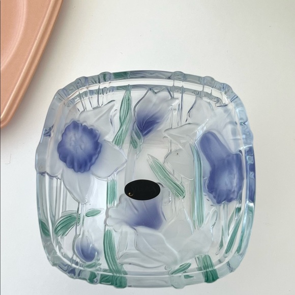 Vintage set of two glass flower print bowls salad bowls dessert bowls - Picture 11 of 12